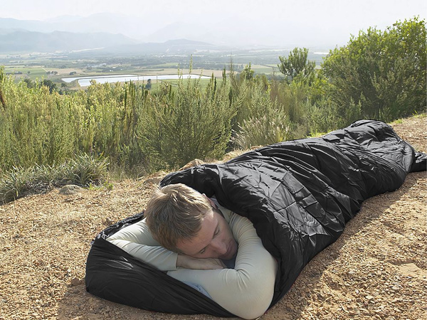 TOURIST MUMMY SLEEPING BAG WITH COVER LEKK WARM CAMPING BIVOUAC BLACK