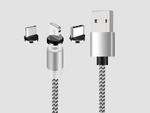 Magnetic charging cable 3w1 micro typ-c usb lightning 1m