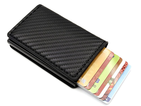 Cartera antirrobo rfid para hombre negra para tarjetas billetes ecopiel