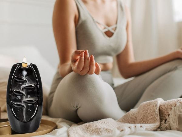 Scented ceramic fireplace waterfall incense aromatherapy + 10 wicks