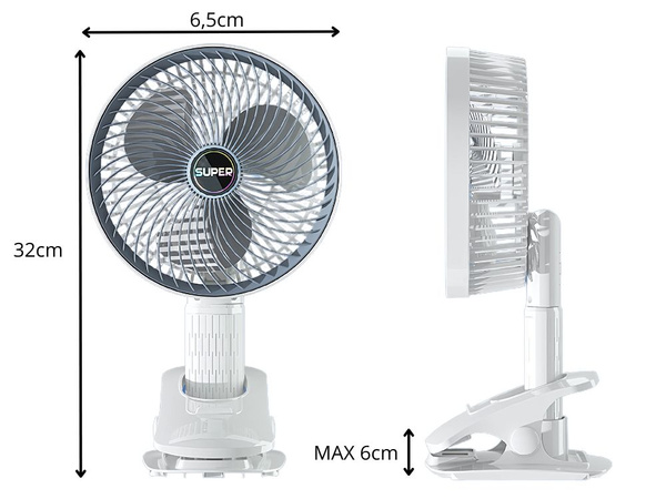 Ventilador de escritorio de pie clip de 3 velocidades inalámbrico de mano