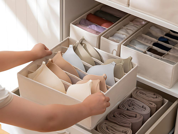 Organizador de sujetador 6 compartimentos para cajón de armario blanco