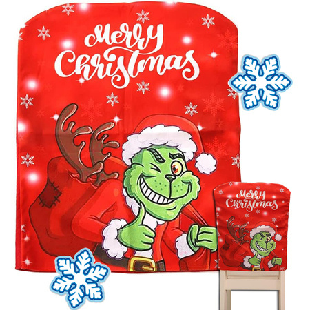 Festive chair cover decorative universal grinch for backrest