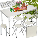 Folding camping table tourist table set with 4 chairs garden table