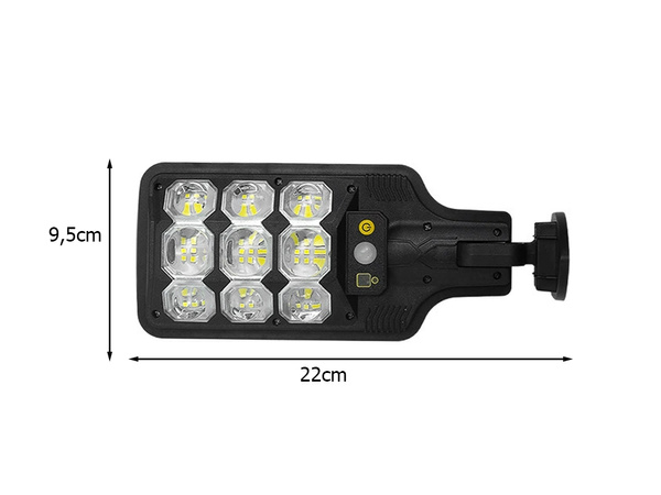 Farola solar led de exterior con sensor de movimiento y crepuscular + mando a distancia