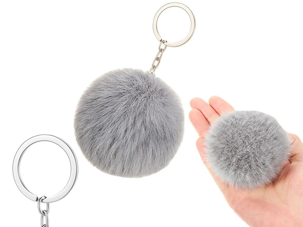 Key ring pendant bag pompon fur tinsel for handbags