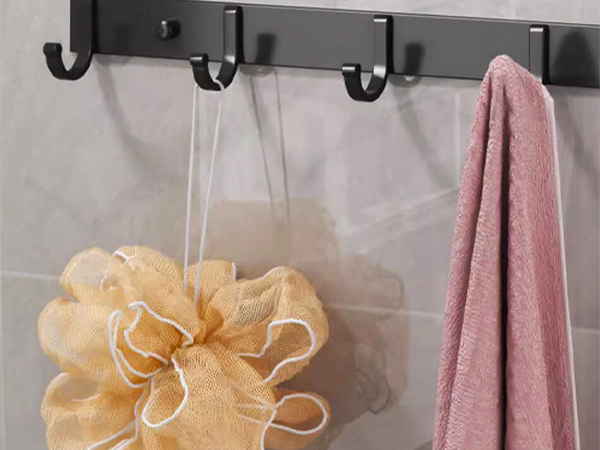 Wall clothes rack for hallway bathroom 5 hooks