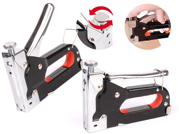 Upholstery stapler hand tacker for 4-14mm staples metal 3 in 1 locking mechanism