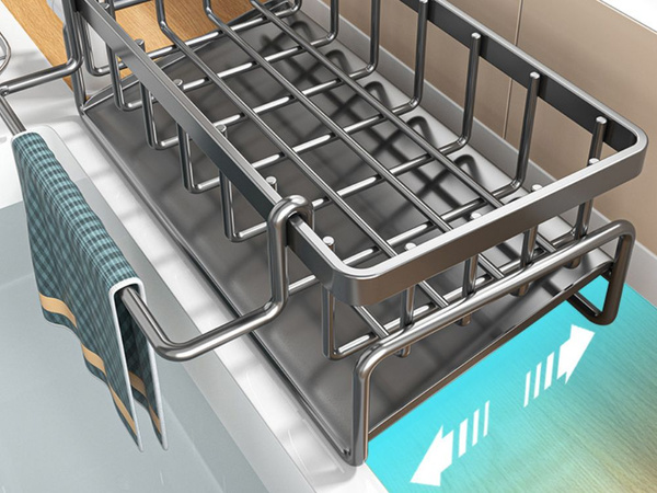 Panier pour évier organiseur pour éponge liquide ustensiles de cuisine égouttoir métallique