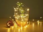 Žične luči 100 led z baterijami 10m bela topla
