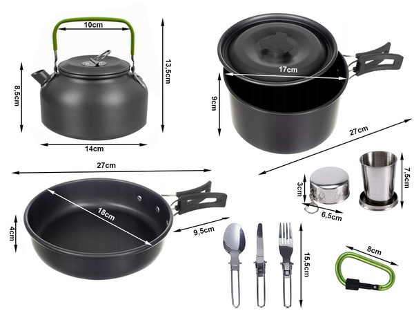 Camping cookware set kemping kettle frying pan 18in1