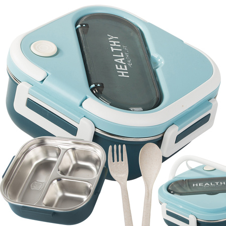 Śniadaniówka z przegródkami pojemnik sztućce lunchbox do mikrofali 1000ml