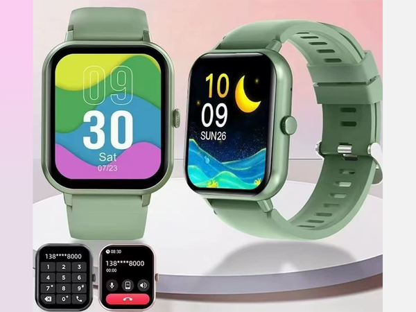 Inteligentné hodinky pre ženy a mužov s gumovým remienkom, športové, Bluetooth, zelené