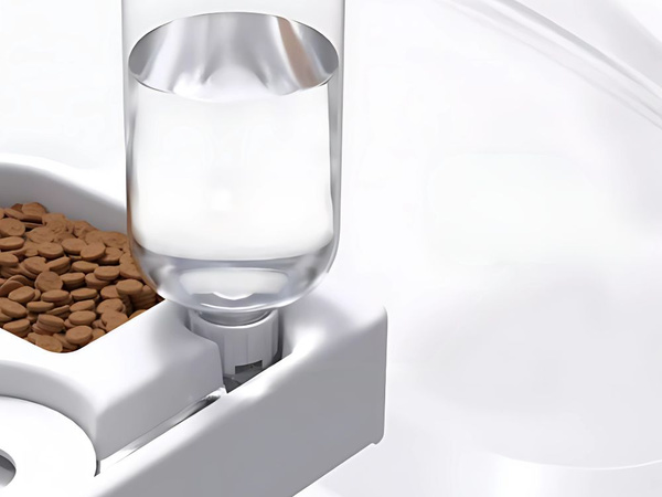 Comedero y bebedero doble 2en1 con depósito de 500 ml para perro y gato