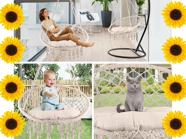 Huśtawka ogrodowa bocianie gniazdo fotel wiszący krzesło boho 80cm