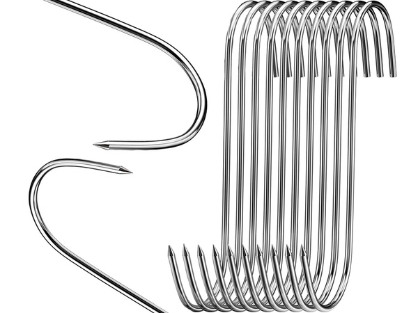 Ganchos para ahumar salchichas 10pcs acero grande