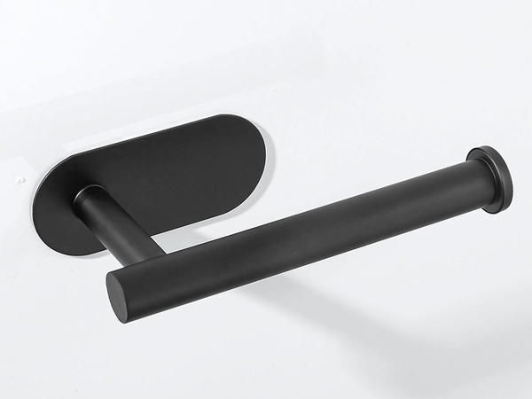 Suport hârtie igienică wc autoadeziv fără găurire negru loft metal