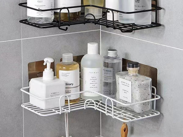 Loft corner bathroom shower shelf hanging hook white