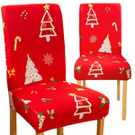 Vianočný poťah na stoličku, dekoratívny, univerzálny, Santa Claus, s gumičkou