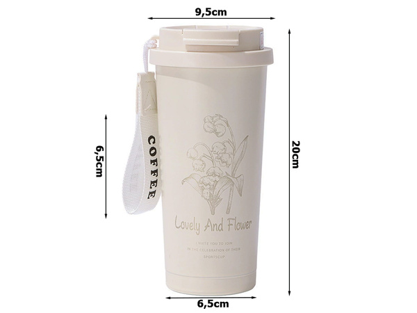 Kubek termiczny 530ml słomka z uchwytem stalowy termos na zimne i gorące