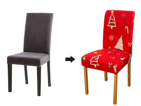 Funda navideña para silla decorativa universal Papá Noel con goma elástica
