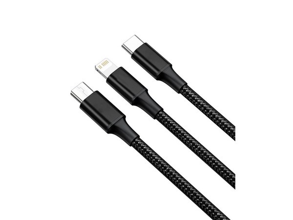 3v1 usb kábel pre telefón lightning kábel iphone micro usb typ-c 1,2 m