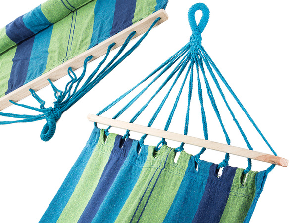 Garden hammock reinforced striped coloured wood rocker swing 200 x 80