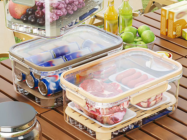 Food containers for storage at low temperatures cooling insert
