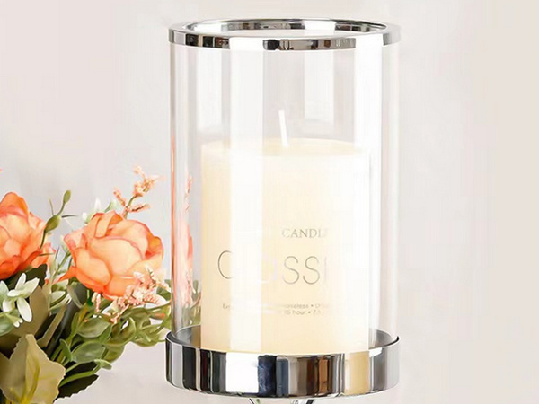 Candle holders glamour metal crystal glass set chrome 3 pcs