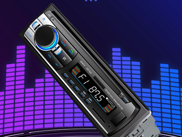 Car radio bluetooth usb aux sd 1-din microphone + pilot 4 x 60w