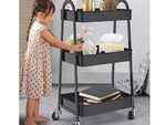 Estante de cocina armario de baño con ruedas estante de metal tres niveles 3