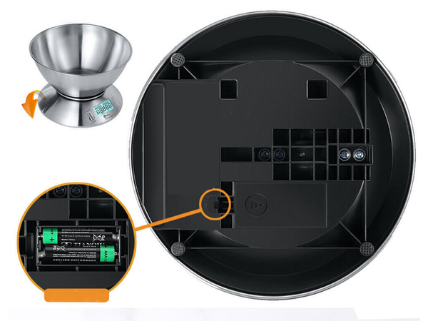 Elektroniskā virtuves skala digitālā ar bļodu 5kg lcd sudraba metāls