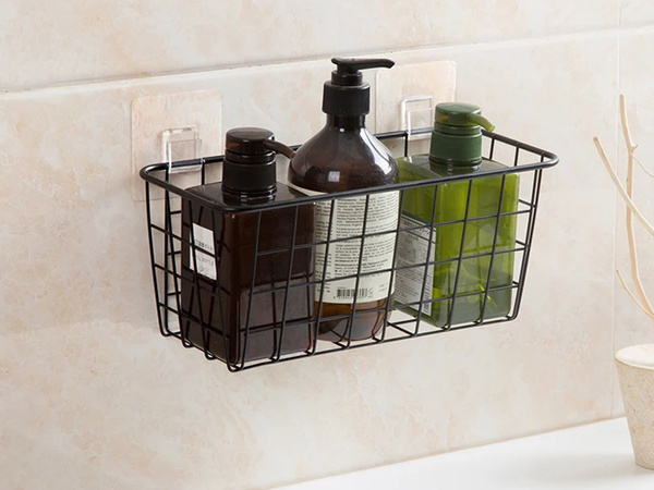 Hanging basket metal organiser hanging kitchen shelf black