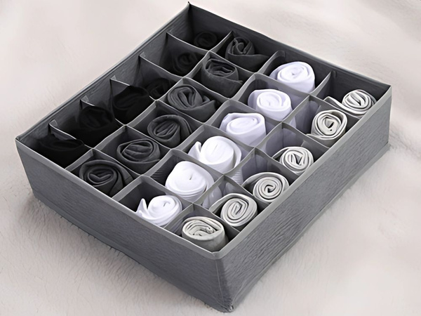 Organisateur de sous-vêtements chaussettes tiroir armoire insert 24 compartiments
