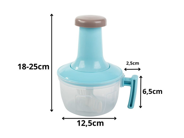 Hand chopper for vegetables, fruit and meat kitchen mixer with 2-in-1 stirrer