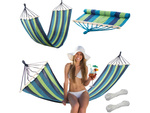 Garden hammock reinforced striped coloured wood rocker swing 200 x 80