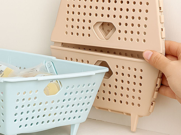 Fruit and vegetable basket, organiser, colander, foldable tray, plastic basket