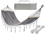 Hamaca de jardín turista gris borla columpio boho bolsa 200 x 100cm