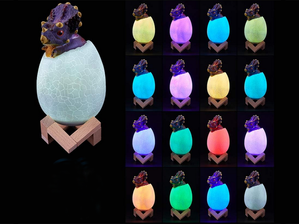 Dinozavri nočna luč triceratops jajce rgb vodil svetleče jajce za otroke