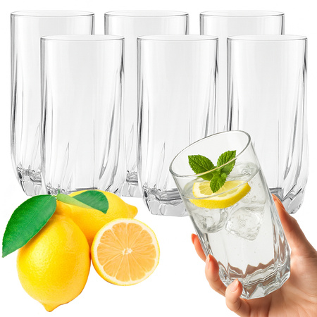 Set of 6 tall straight glasses for cold drinks, 340 ml