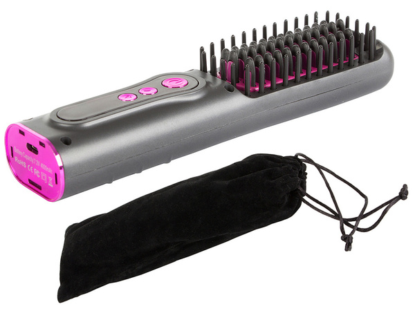 Hair straightening brush 2in1 electric cordless