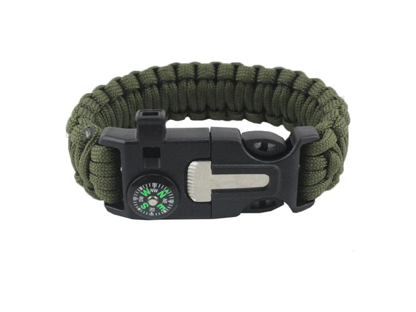 PULSERA DE SUPERVIVENCIA PULSERA 5EN1 BRÚJULA PEDERNAL CUCHILLO CUERDA PARACORD