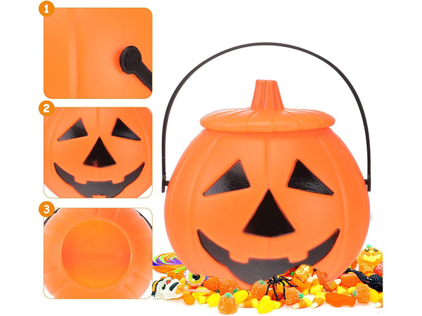Cubo de halloween calabaza recipiente de caramelos caldero grande de caramelos