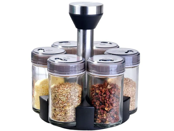Gewürzorganisator rotierende glasbehälter 6 stück gewürzsalz