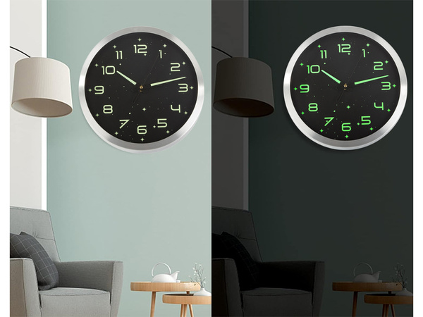 Gran reloj fluorescente de pared estrellas 30cm