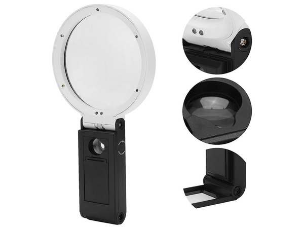 Lupa plegable joyeros 10x 25x 6 led 2 uv escala