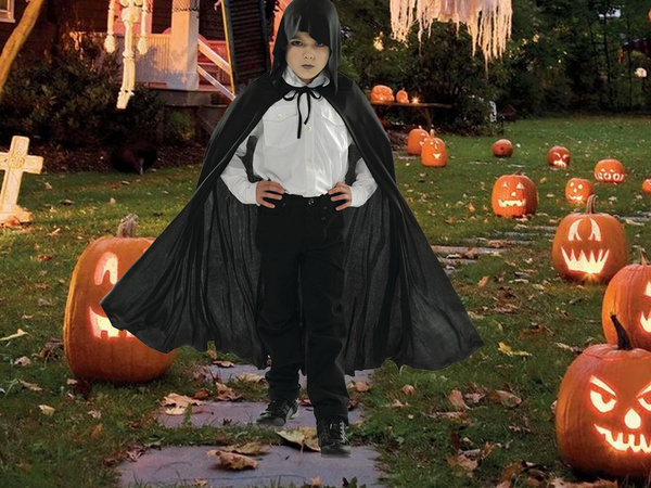 Cape halloween must kapuutsiga mantel maskeeringu kostüüm lapsele