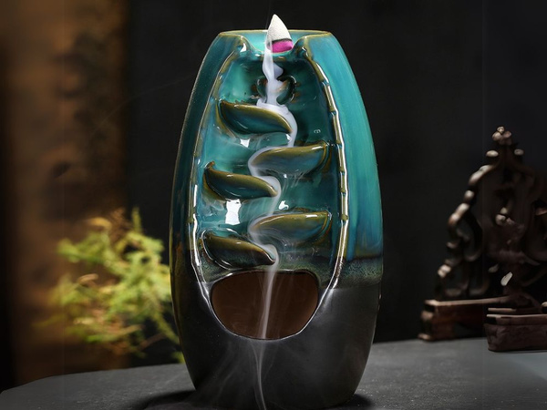 Chimenea de cerámica perfumada cascada incienso aromaterapia + 10 mechas