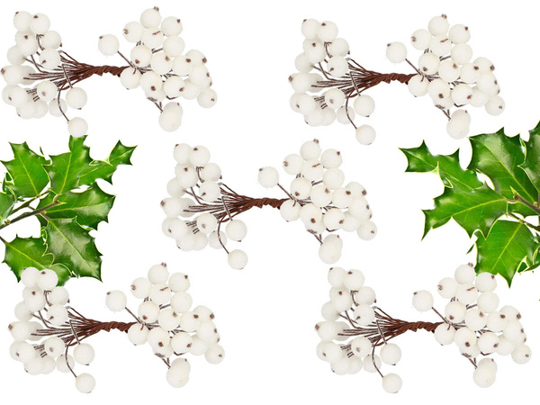 Décoration de noël en sorbier blanc givré 5 pcs