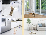 Cat rod interactive toy with suction cup movable birdie